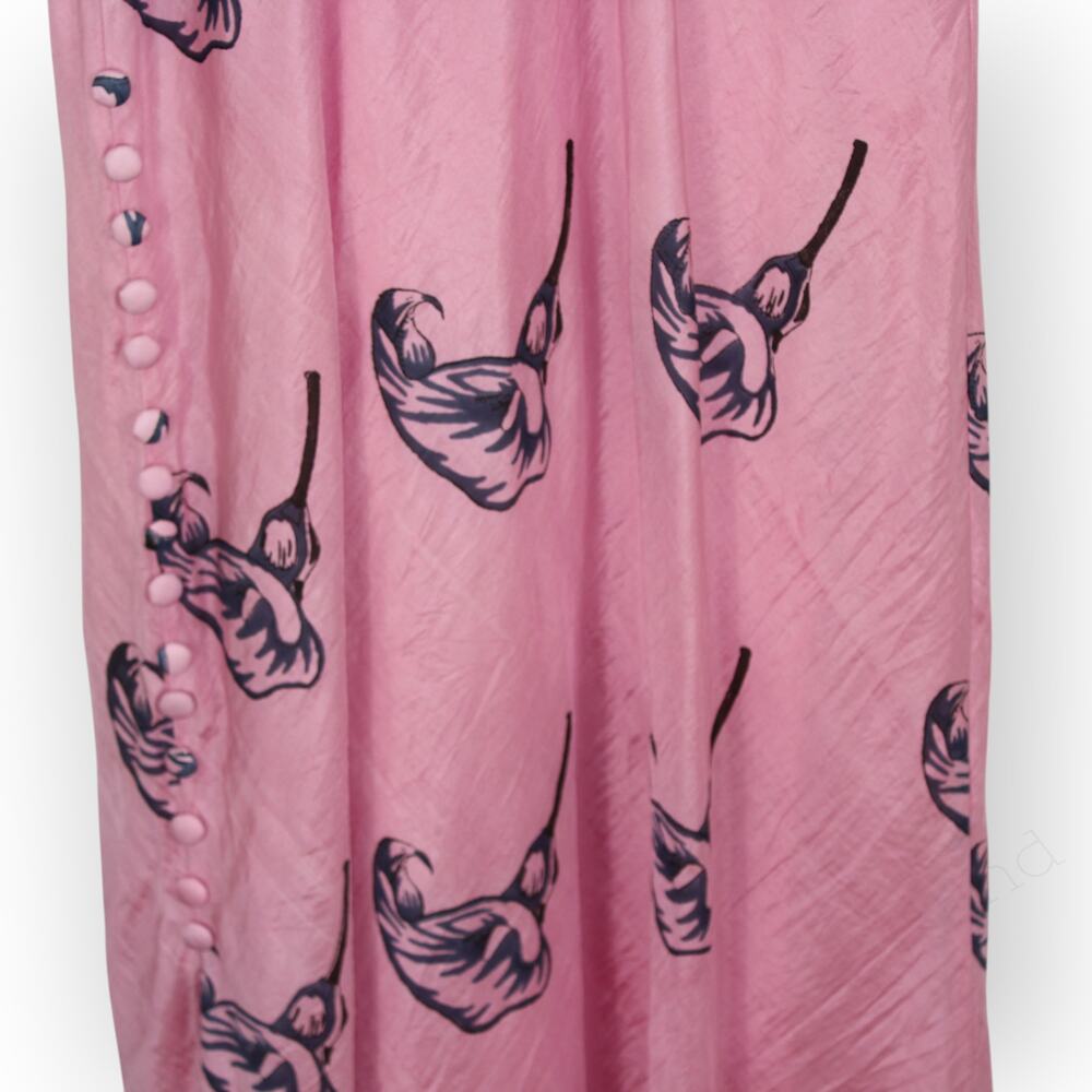 Large Alix of Bohemia Athens Pink Calla Lily Silk Slip Dress Sweetheart Lined - Picture 15 of 16